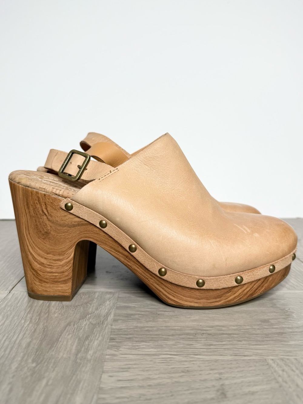 Kork Ease Darby Tan Leather Heeled Clog 11M